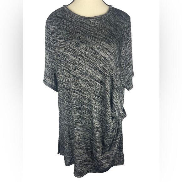 Ava & Viv Women’s Black Marbled Ruched Front Short Sleeve Shirt Top Size: 2X - Picture 1 of 7